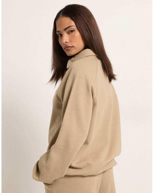 PixieGirl Natural Petite Button Collar Sweatshirt