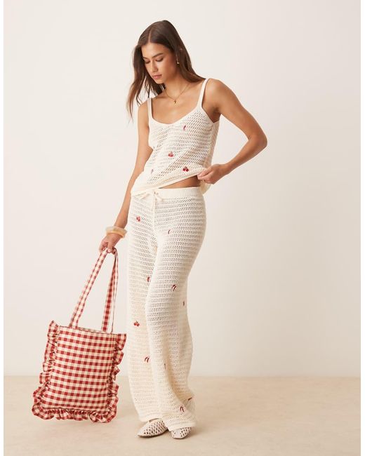 ASOS Natural Knitted Cami Top With Fruit Embroidery Co-ord
