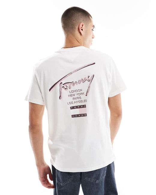 Tommy Hilfiger White Regular Signature Back Print T-shirt for men