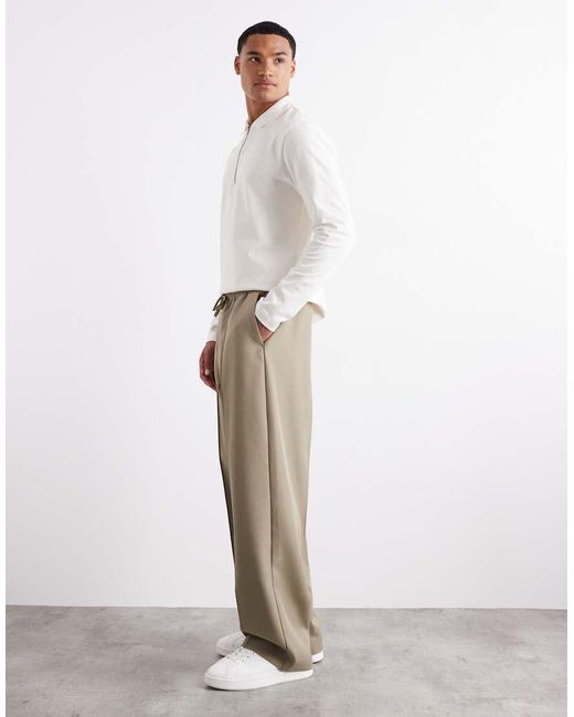 ASOS White Smart Co-Ord Pull On Wide Leg Trousers for men