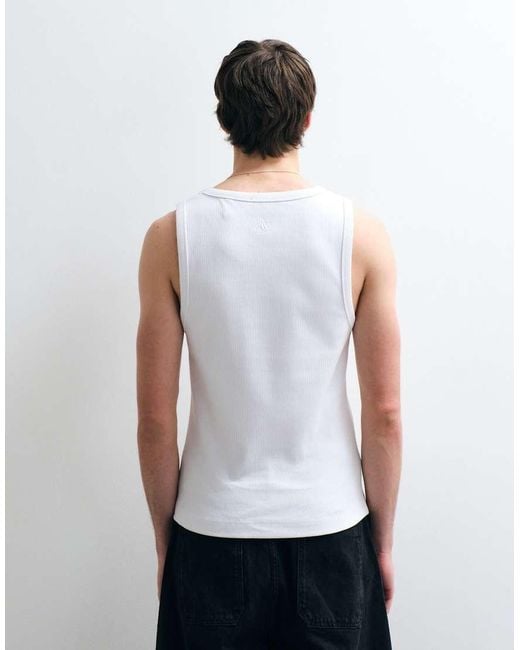 ASOS COLLECTIVE White Super Heavyweight Muscle Fit Rib Tank Top for men