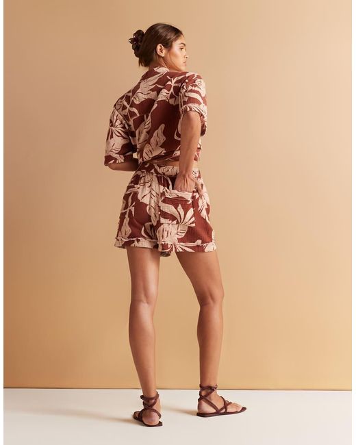 ASOS Orange Cheesecloth Shorts With Raw Edge Detail Co-Ord