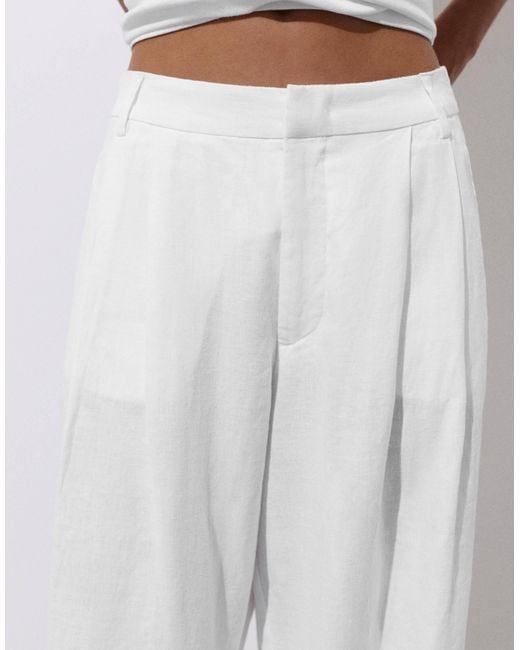 Pull&Bear White – leinenhose