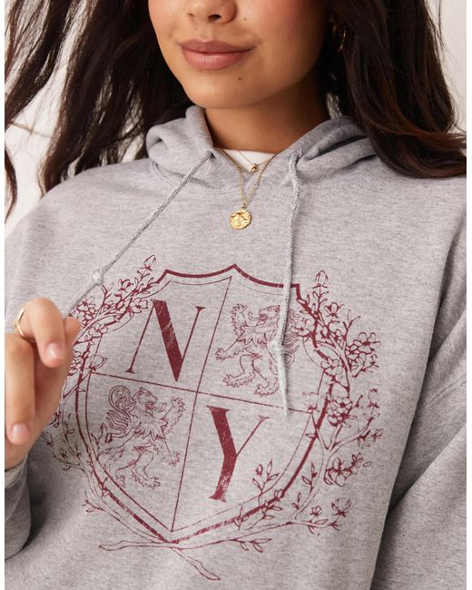 Miss Selfridge Gray – oversized-kapuzenpullover im college-look