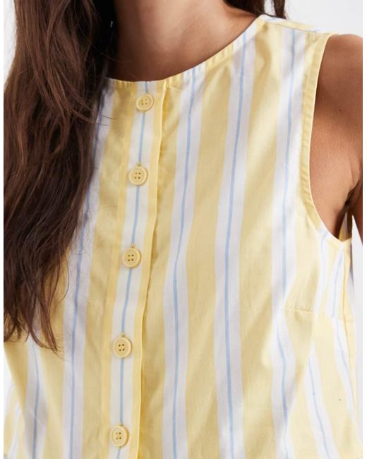 New Look White Stripe Peplum Shell Top