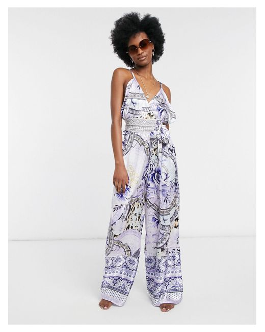Lace Floral Plunge Beach Jumpsuit 