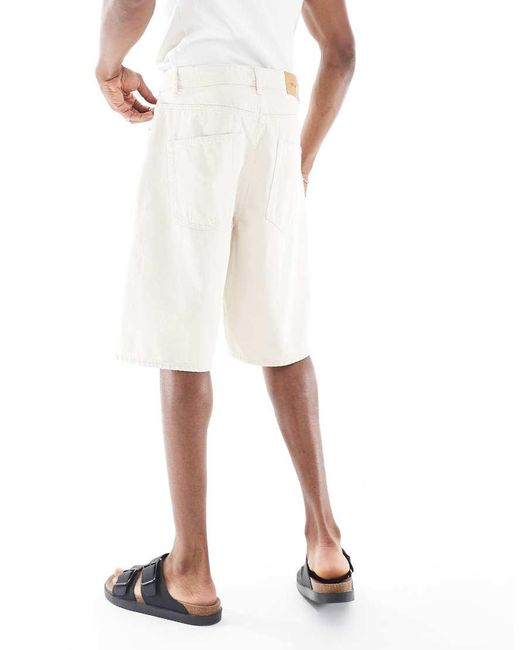 Only & Sons White baggy Fit Longline Denim Short for men