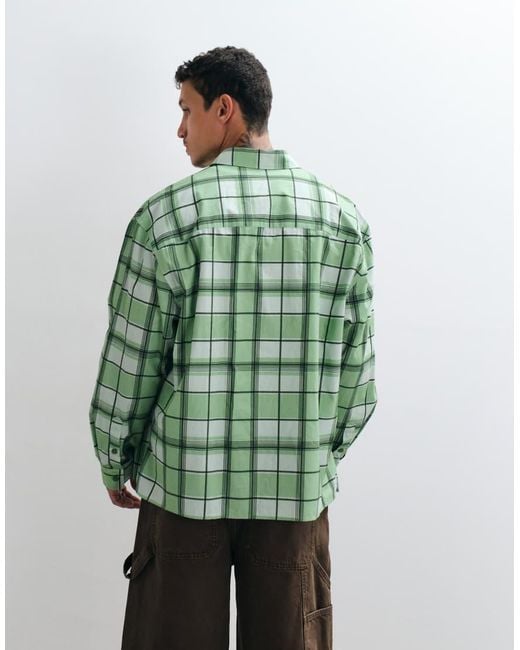 ASOS Green Oversized Check Shirt for men