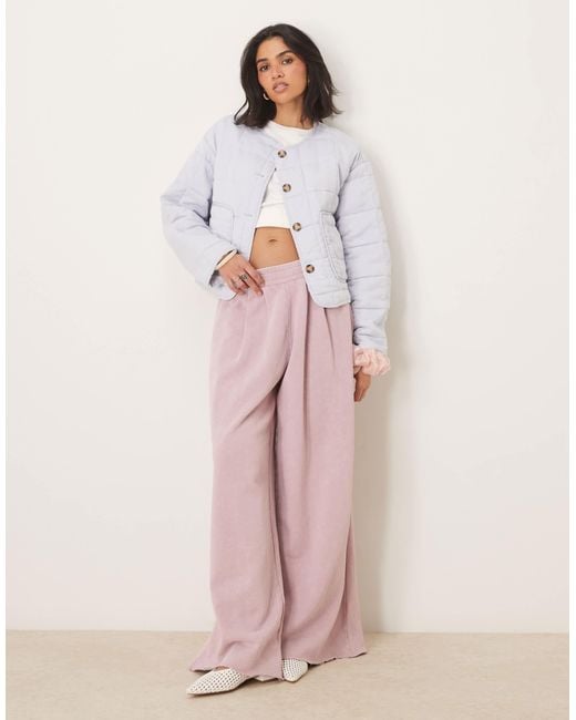 ASOS White Crop Collarless Quilted Jacket