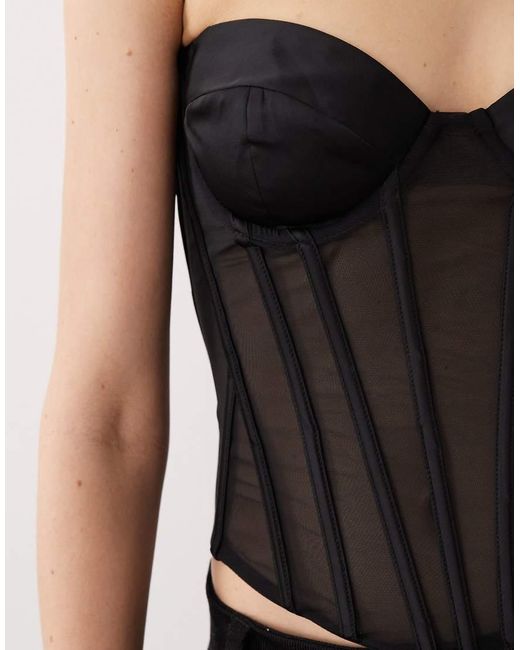 Oh Polly Black Mesh Strapless Corset