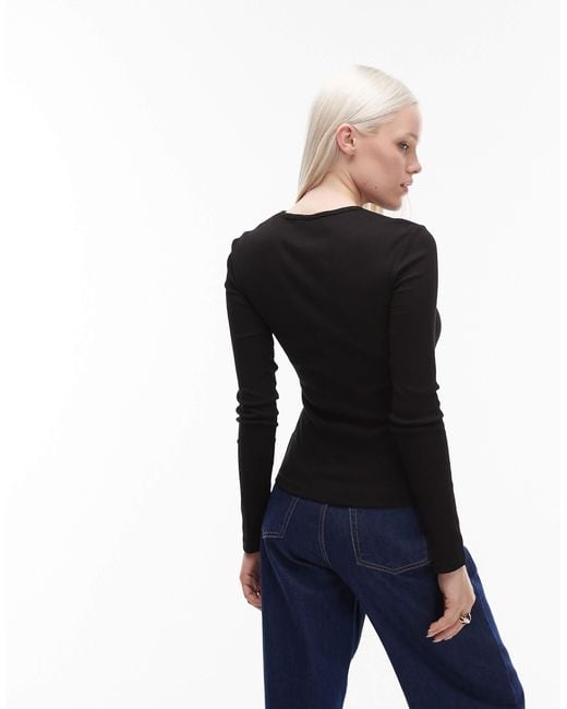 & Other Stories Blue Soft Jersey Rib Long Sleeve Top
