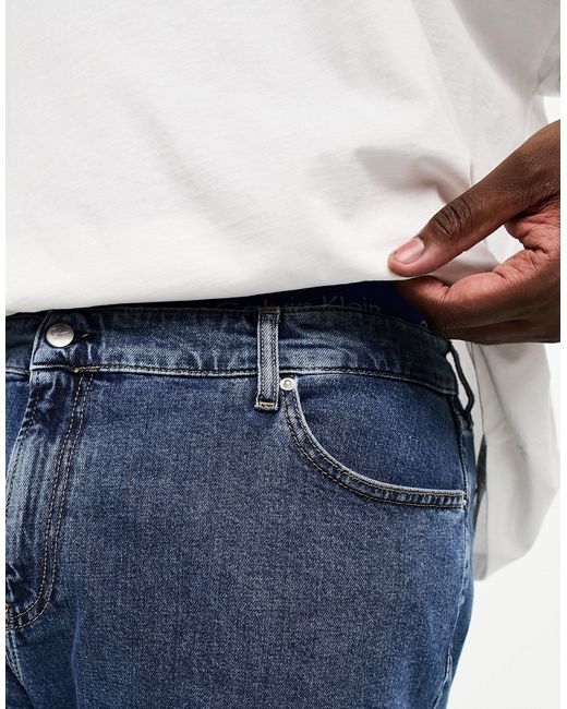 Big & tall - short en jean classique - foncé délavé Calvin Klein pour homme en coloris Blue