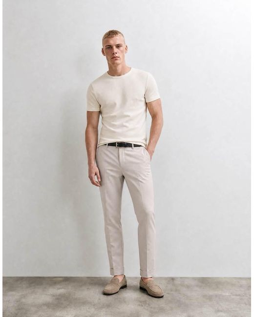 ASOS Natural Tailored Cotton Rich Slim Chino Trousers for men