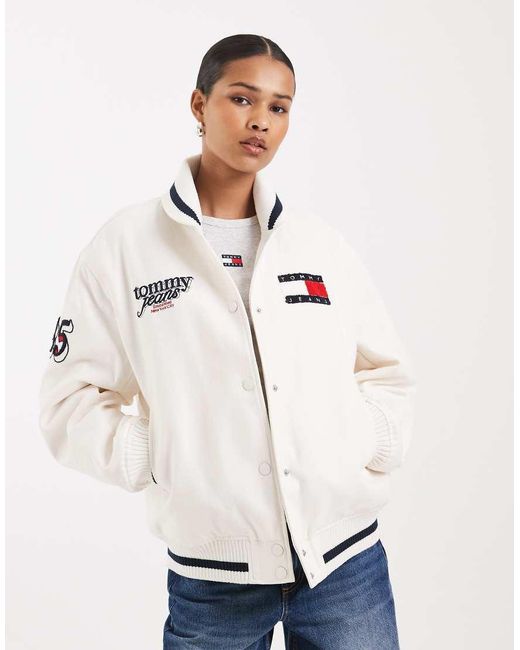 Tommy Hilfiger Natural Relaxed Fit Varsity Jacket