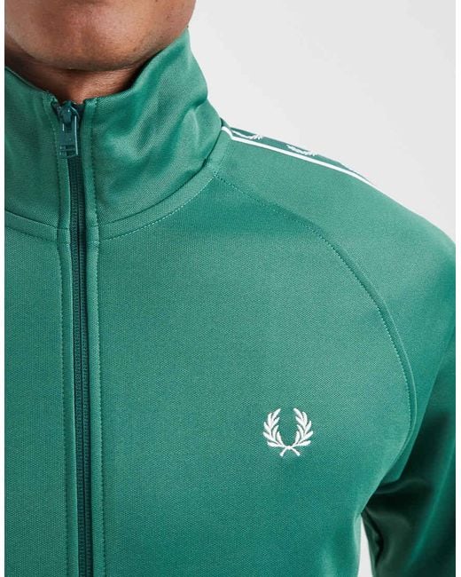 Fred Perry Green Contrast Taped Track Jacket for men