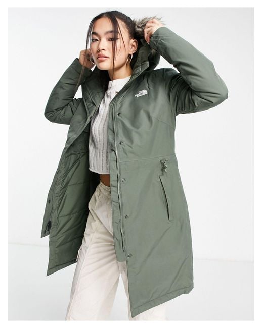 The North Face Zaneck Thermolite Insulated Parka With Removeable Faux Fur  Hood in Green | Lyst Australia