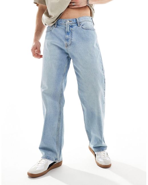 Jeans larghi lavaggio chiaro di Hollister in Blue da Uomo