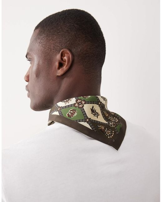 ASOS White Patterned Satin Headscarf for men