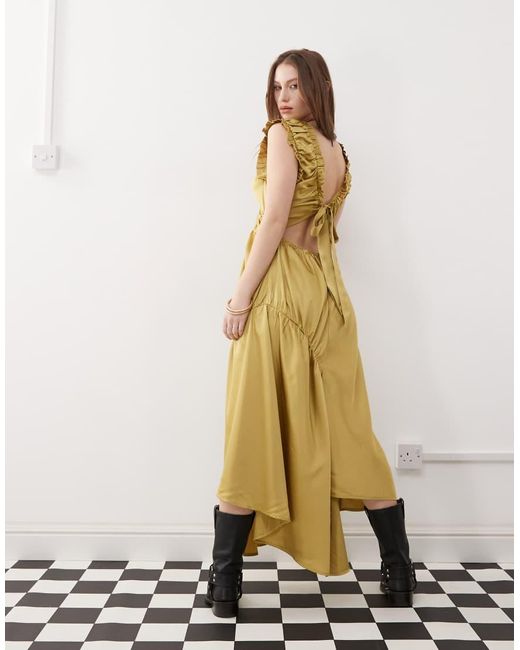 Reclaimed (vintage) Gerimpelde Maxi-Jurk in het Natural