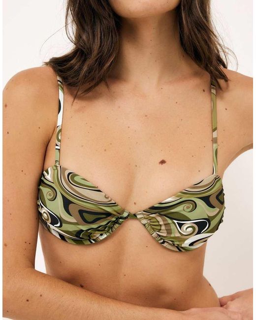 NA-KD Green Printed Wire Bikini Top
