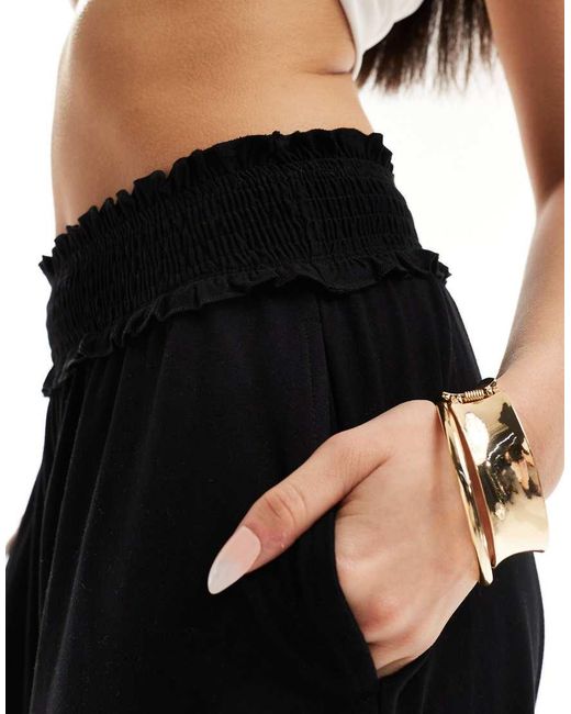 ASOS Black Shirred Waist Flippy Shorts