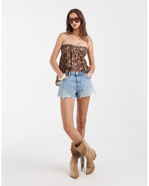 Free People Blue Malia Boho Paisley Bandeau Top