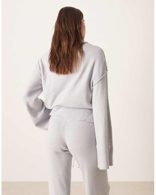 Gina Tricot White Co-ord Long Sleeve Crew Neck Fine Knit Jumper