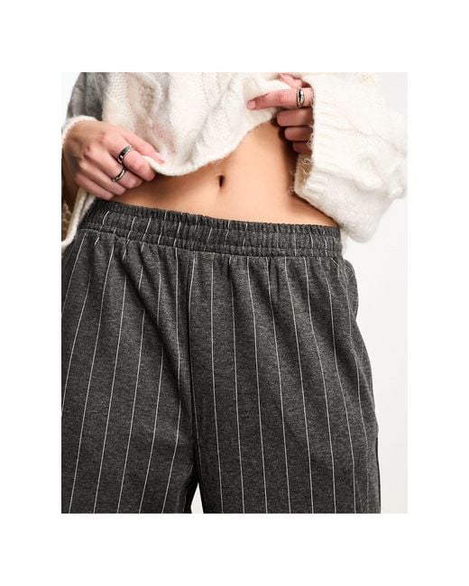 Mango Gray Elasticated Waist Stripe Trouser