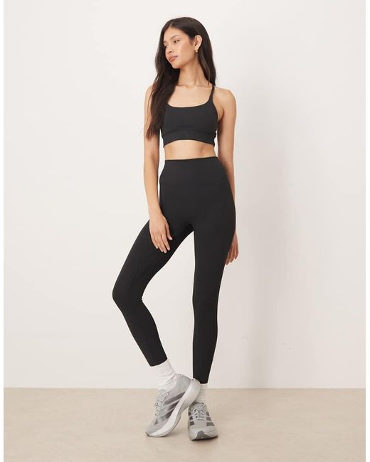 Adidas Originals Black Adidas Training All Me Rib Light Support Sports Bra
