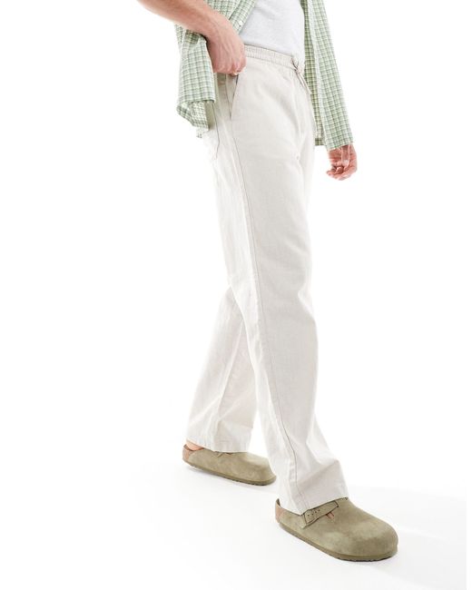 ASOS White Relaxed Linen Pants for men