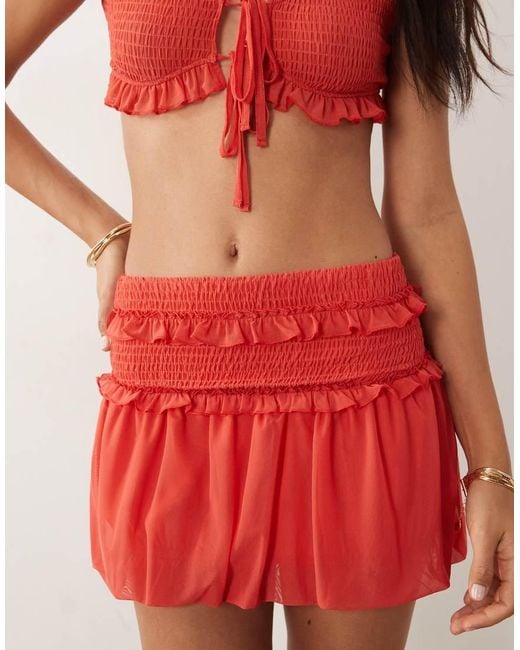 ASOS Shirred Mesh Co-ord Mini Skirt