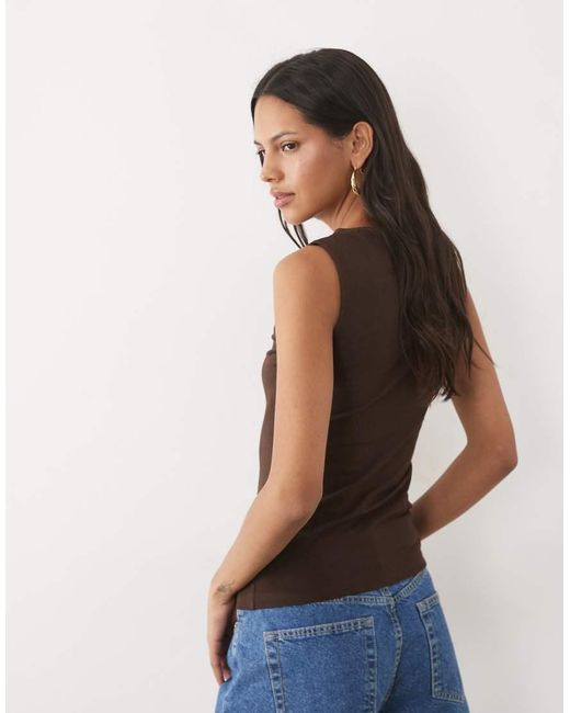 New Look Brown Boat Neck Singlet