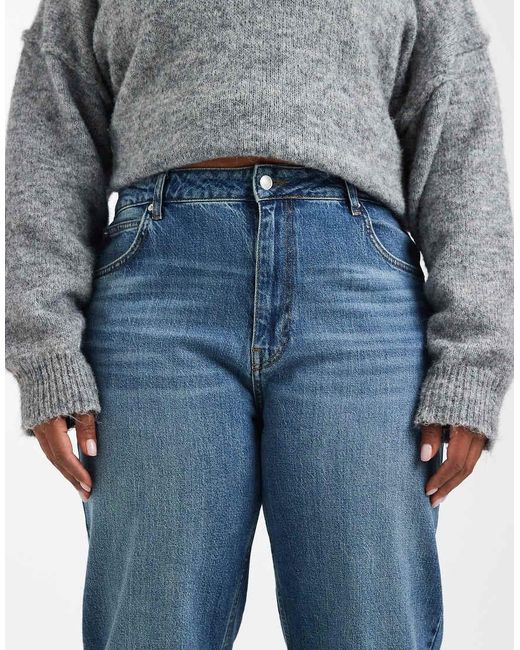 ASOS Blue Asos Design Curve Comfort Stretch Straight Leg Jeans