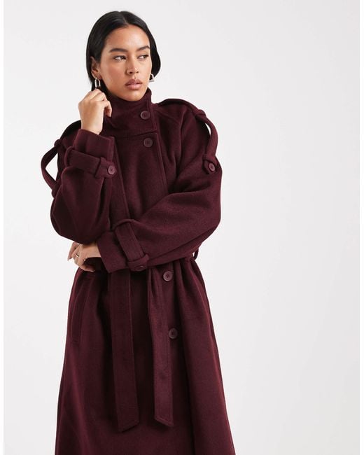 ASOS Red Formal Longline Funnel Neck Trench Coat