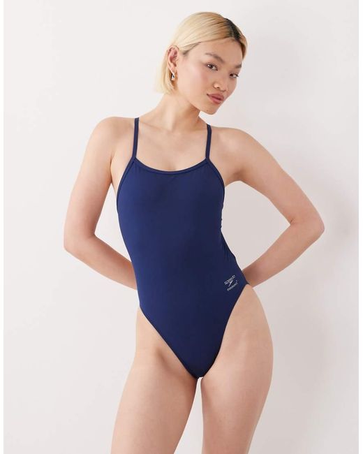 Speedo Blue Solid V-Back 2.0 Swimsuit