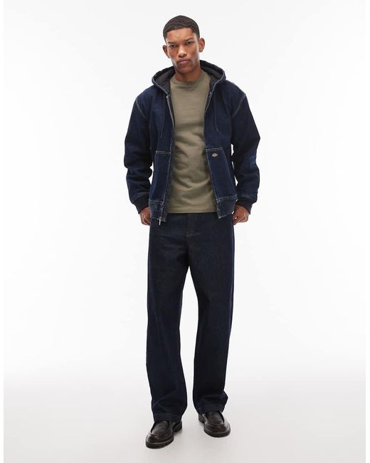 Dickies Blue Hilham Hooded Denim Jacket for men