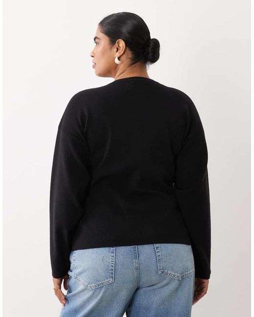 ASOS Black Asos Design Curve Structured Cardigan With Faux Leather Buttons