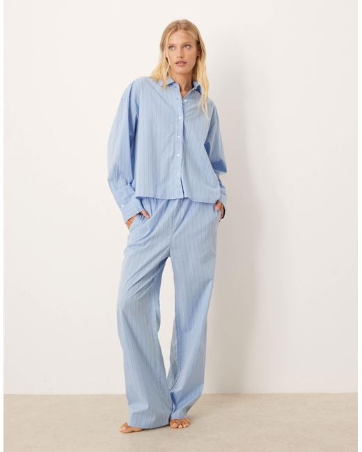 Calvin Klein Blue Cotton Poplin Pyjama Shirt