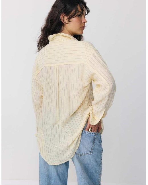 Stradivarius Natural Basic Double Fabric Shirt