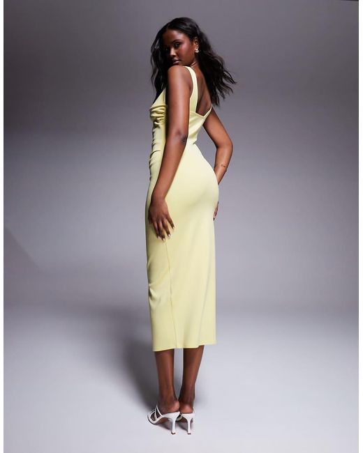 ASOS Blue Curved Neckline Midi Dress With Split