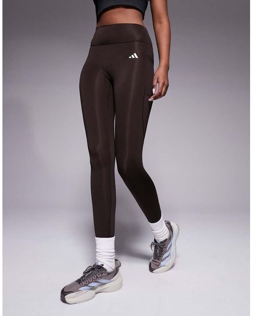 Adidas Originals Brown Adidas Training Optime Essentials 7/8 Leggings