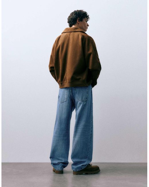 Pull&Bear – weite patchwork-jeans in Blue für Herren