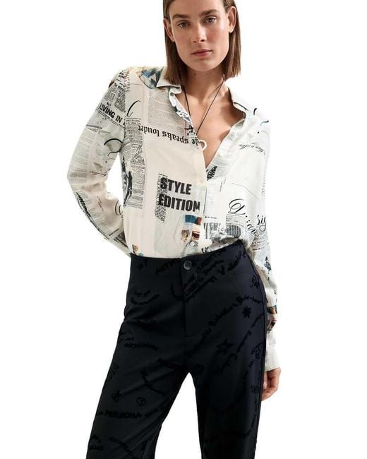 Desigual Blue Long Printed Trousers