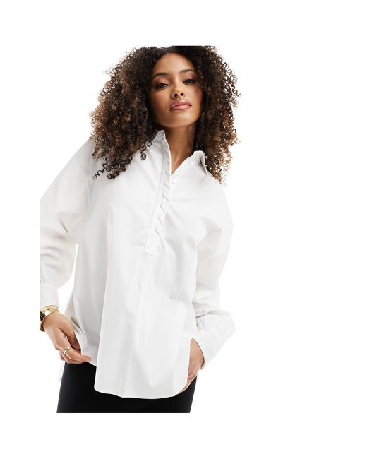 French Connection White Arber Shirt With Sleeve Detail