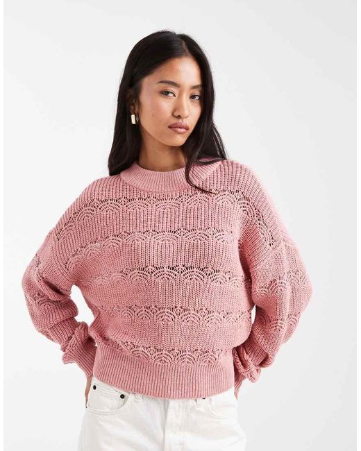 Vero Moda Pink Open Knit Jumper