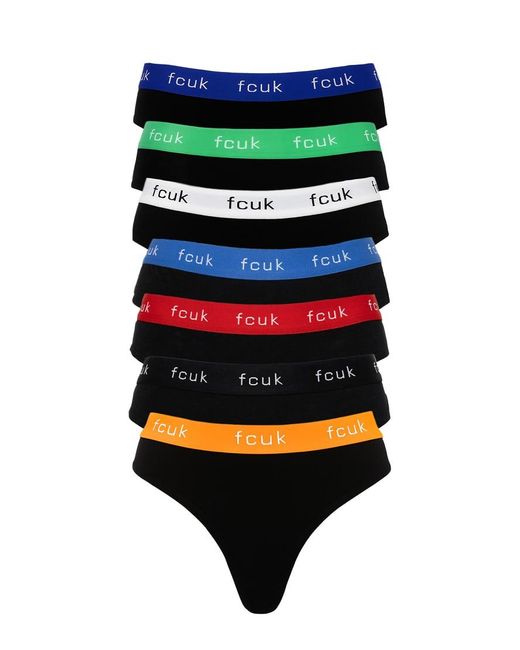 French Connection Red 7 Pack Cotton Fcuk Ladies Thongs