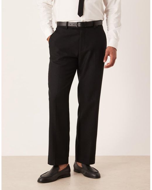 ASOS Black Straight Suit Trouser With Wool for men