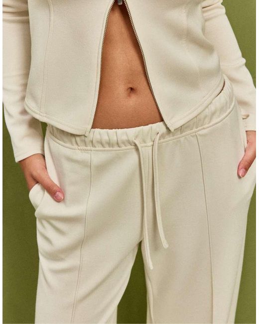 Stradivarius Green Petite Soft-touch Wide-leg jogger Trousers With Front Seam Detail