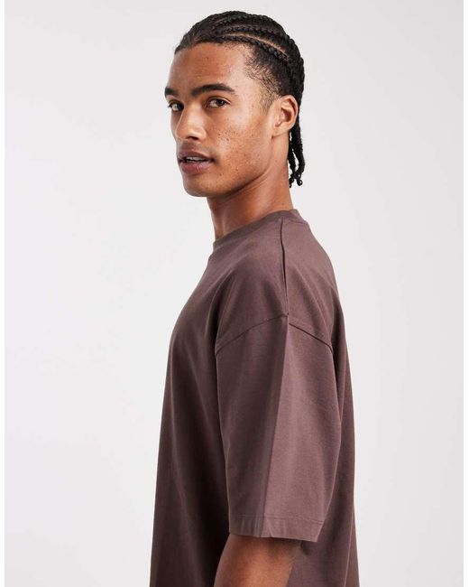ASOS Brown Essentials 2 Pack Oversized T-shirts for men