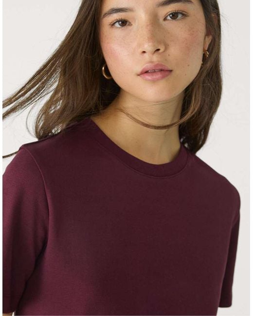 T-Shirt Basic Pesante Vestibilità Classica Color Melanzana di Stradivarius in Purple